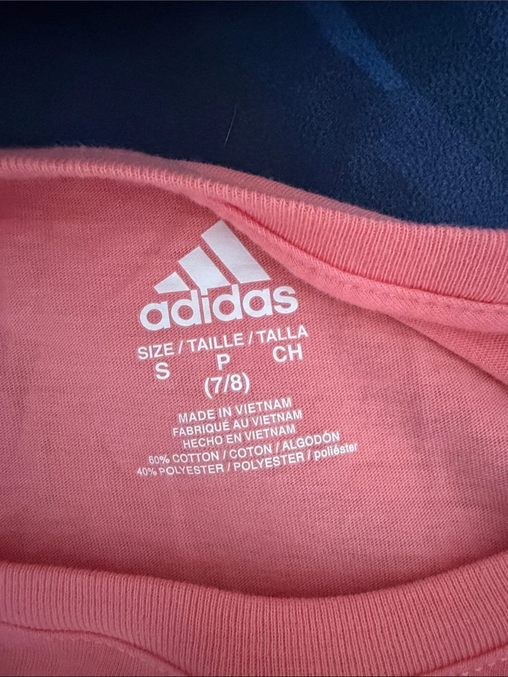 adidas Bright Coral Tee with Black Logo - Kids Short Sleeve